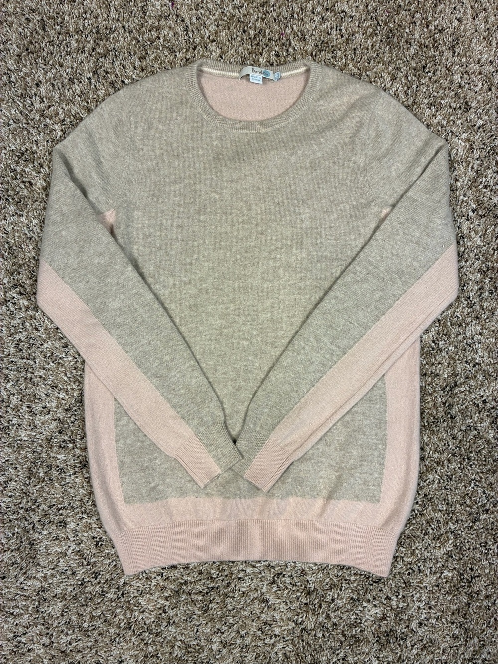 Boden 100% Cashmere Crew Neck Color Block Sweater